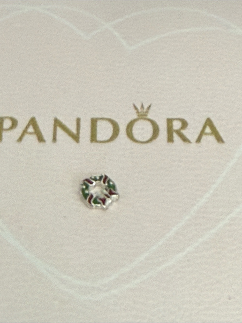 New Pandora Silver Enamel Holiday Wreath tiny Charm in Green and Red